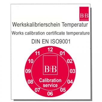 Standard ISO Works calibration certificate for temperature sensors 