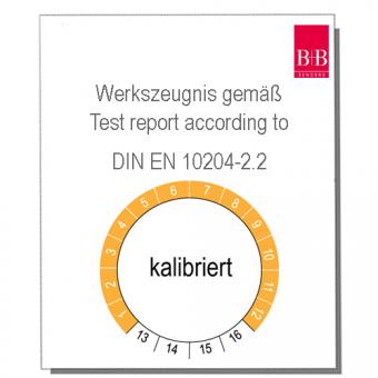Test report according to DIN EN 10204-2.2 (Batch certificate) - on request 
