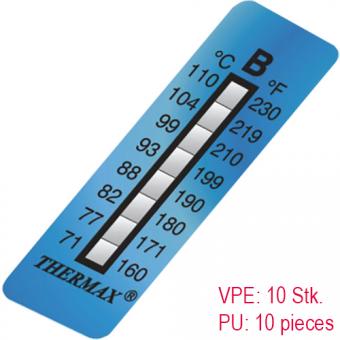 8-point temperature indicating stripes, irreversible, PU: 10 pieces, 37...65 °C 