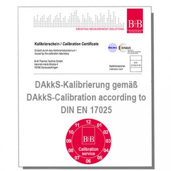 Standard DAkkS Calibration certificate for temperature sensors 